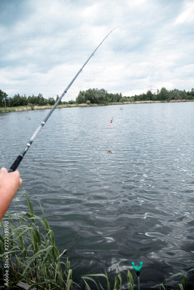 fishing for fun and some fish on a hook with a float and in a grid