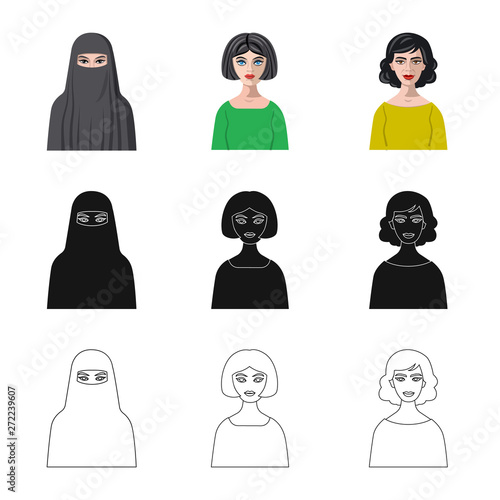 Vector illustration of hairstyle and profession  icon. Collection of hairstyle and character  vector icon for stock.