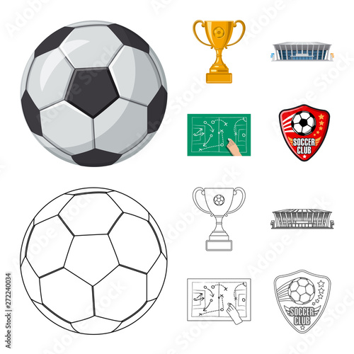 Vector design of soccer and gear icon. Set of soccer and tournament stock symbol for web.