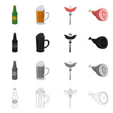Vector illustration of pub and bar icon. Set of pub and interior vector icon for stock.