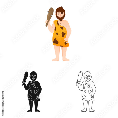 Vector illustration of neanderthal and man icon. Set of neanderthal and prehistoric stock symbol for web.