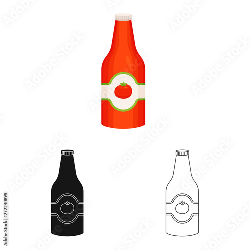 Vector design of bottle and ketchup icon. Collection of bottle and spice stock symbol for web.