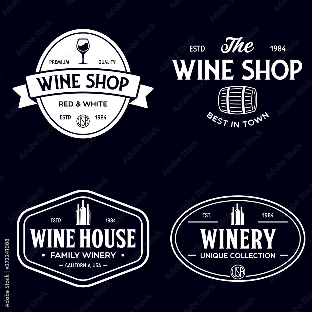 Obraz premium Wine, winery logo or icon, emblem. Label for menu design restaurant or cafe. Vintage templates.