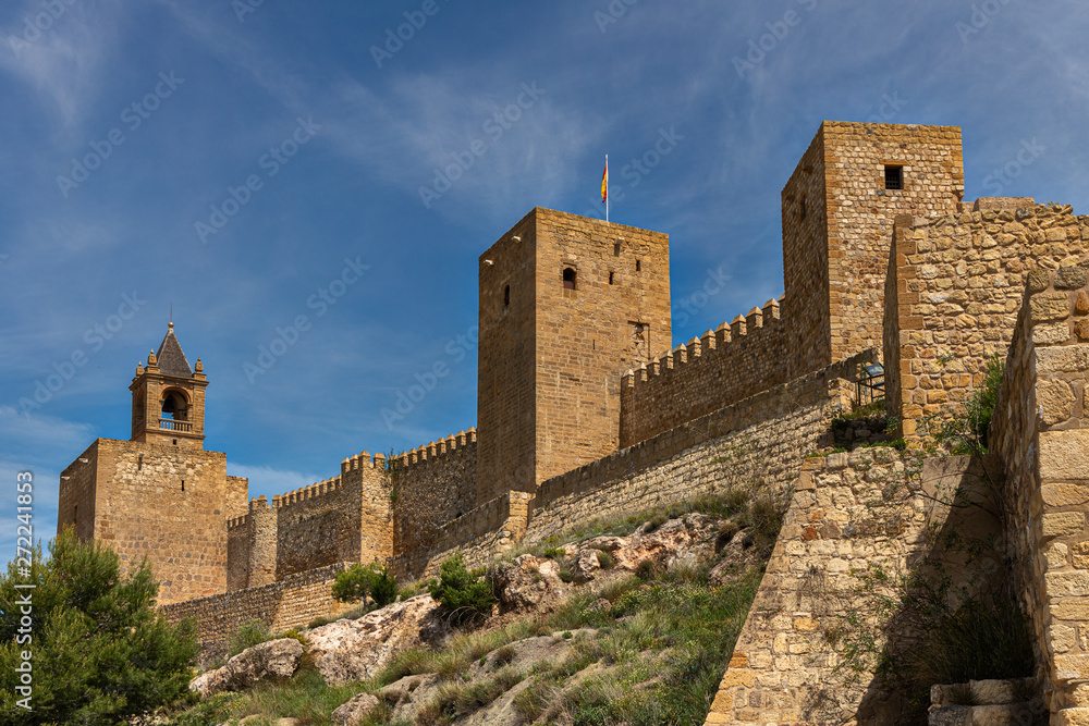 Ancient walls in the Alcazaba de Antequera.  Malaga. Andalusia. Spain.