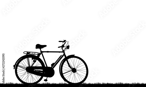 silhouette vintage bike on white background.