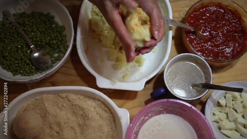 Homemade arancini, typical sicilian food
