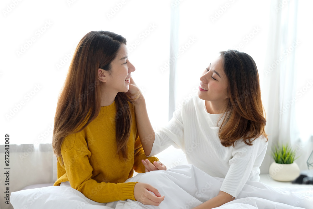 LGBT, Young cute asian women lesbian couple happy moment, friendship, homosexual, lesbian couple lifestyle LGBT, Young cute asian women lesbian couple happy moment, friendship, homosexual, lesbian couple lifestyle