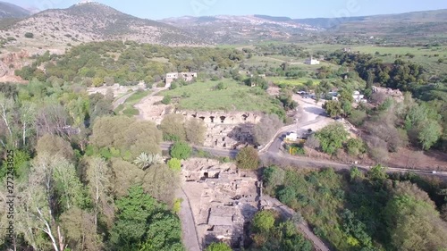 Aerial view of ruins of Agrippa's Palace, Banias. Hermon. Israel. DJI-0018-01 photo