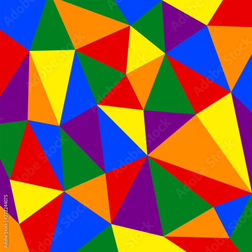 Pattern of Rainbow pride flag on polygon background