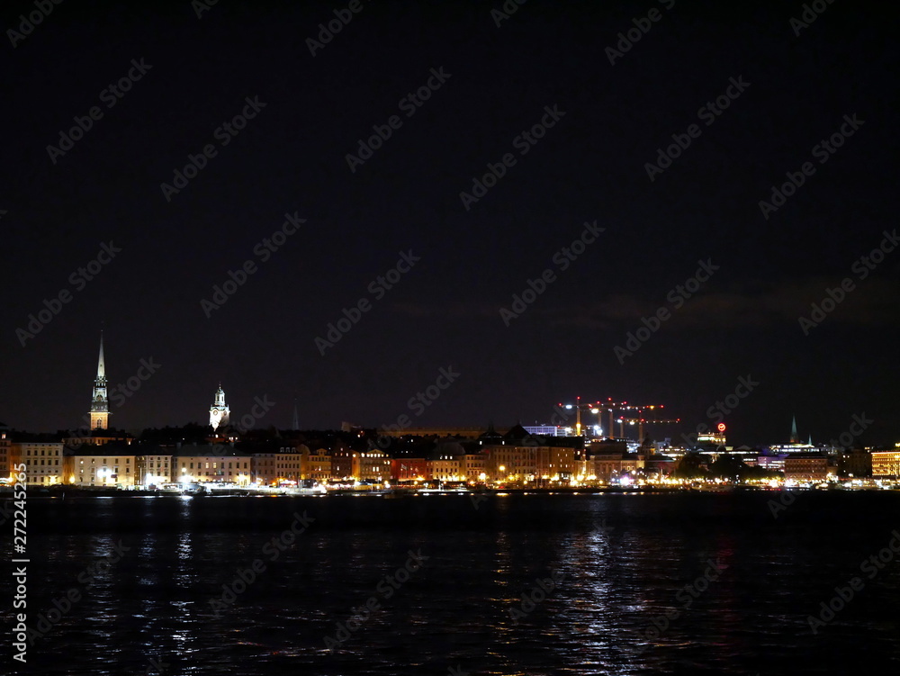 Panorama von Stockholm bei Nacht
