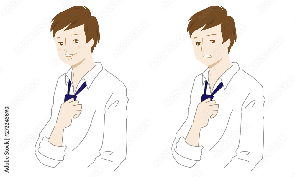 Illustration of a man with two facial expressions