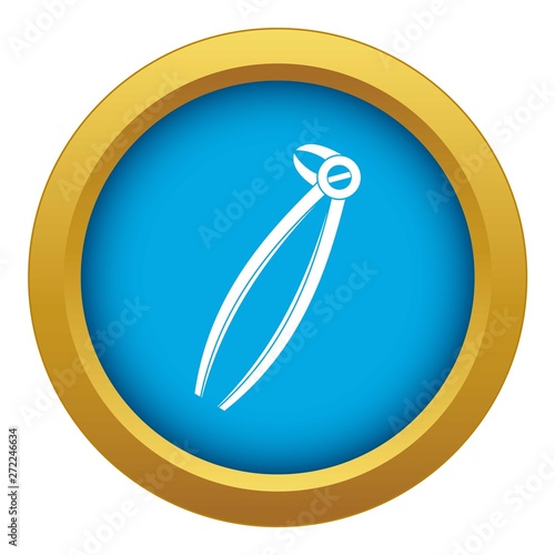 Tooth dentist forceps icon blue vector isolated on white background for any design