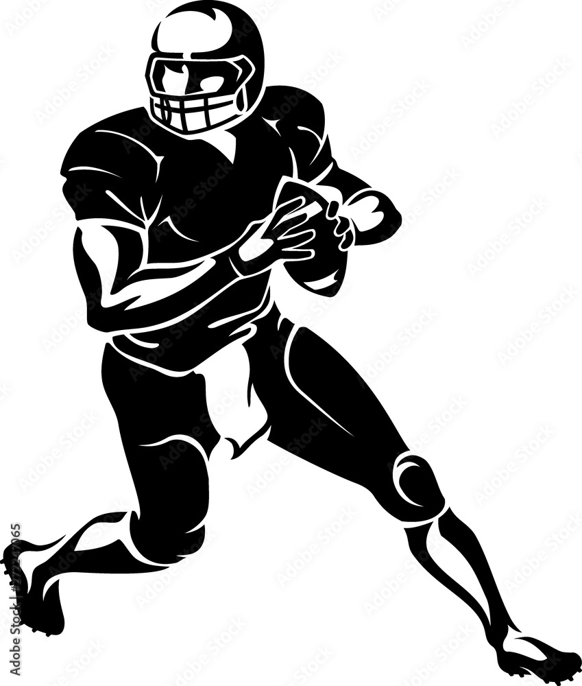 Football Sport, Athlete Running with Ball on Hand Football Sport, Athlete Running with Ball on Hand