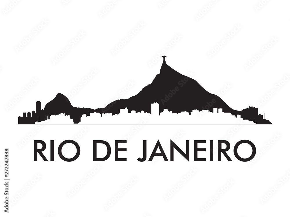 Rio De Janeiro skyline silhouette vector of famous places Stock  Illustration | Adobe Stock