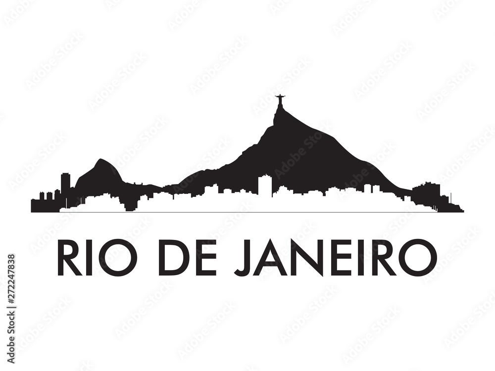 Rio De Janeiro skyline silhouette vector of famous places Stock