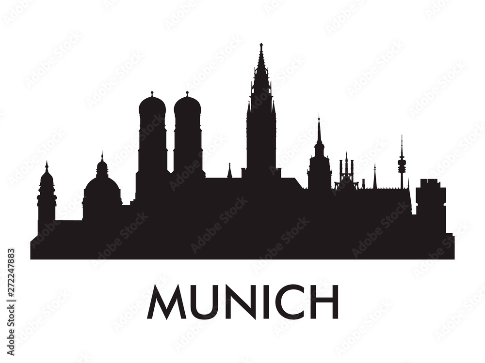 Munich skyline silhouette vector of famous places