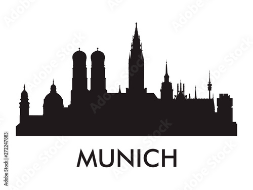 Munich skyline silhouette vector of famous places