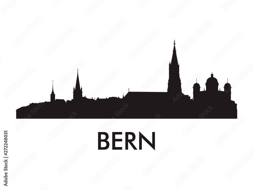 Bern skyline silhouette vector of famous places