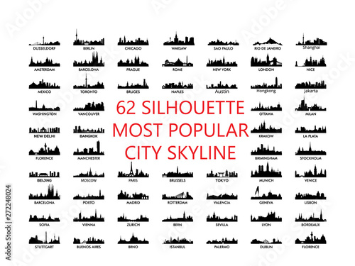  skyline silhouette vector of famous places #272248024