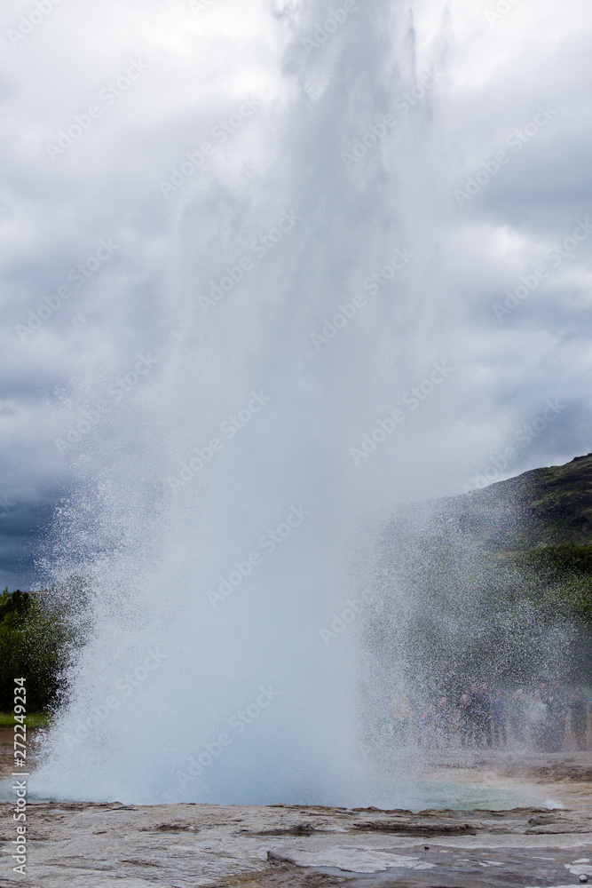 Strokkur geyser eruption. Geysir geyser view, Iceland