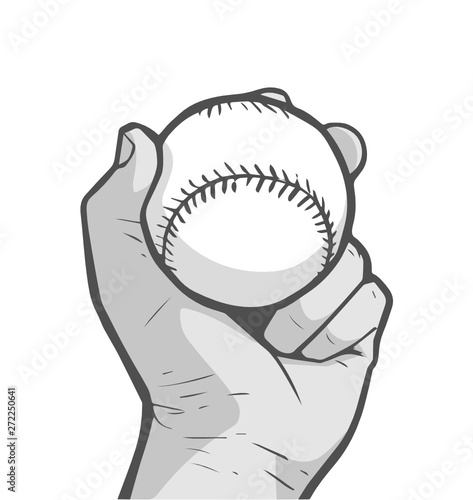 Illustration of baseball held in hand