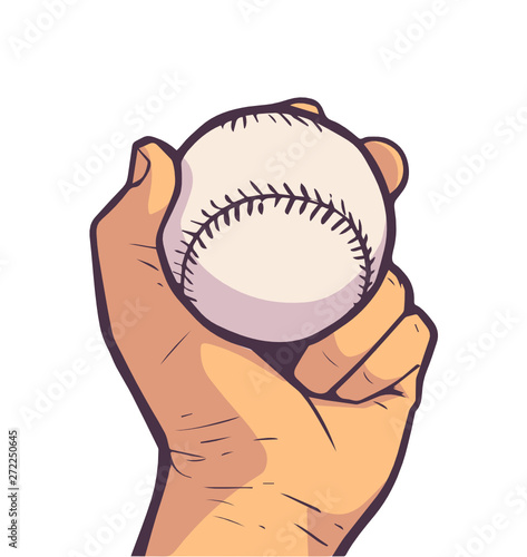 Illustration of baseball held in hand
