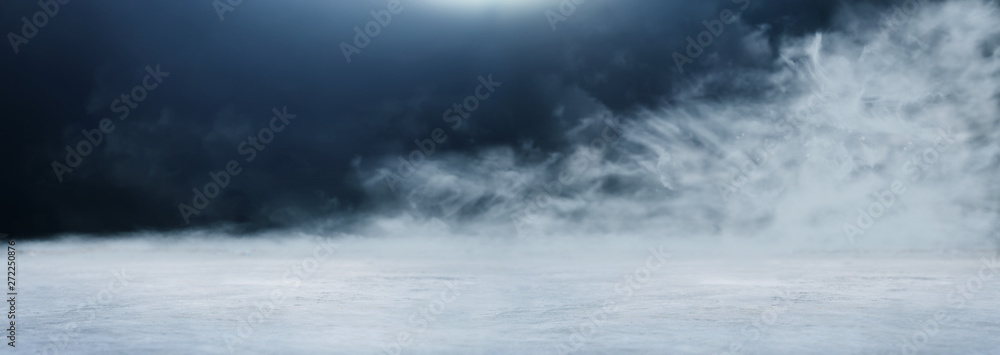 abstract dark concentrate floor scene with mist or fog, spotlight, glitter for display abstract dark concentrate floor scene with mist or fog, spotlight, glitter for display