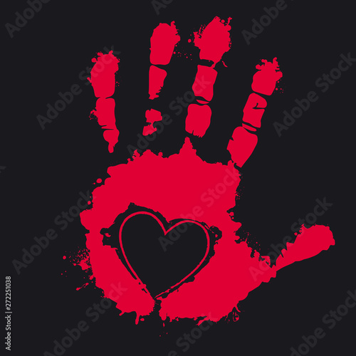 Vector Hand imprint with Heart shape isolated