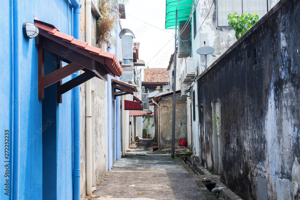 Ruined facades houses cement Malaysia low segments