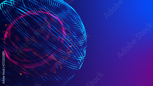 Smart startup business strategy technology in vital signal digital world, digital world cyber space galaxy star future innovation technology abstract neon color, 3D Rendering.