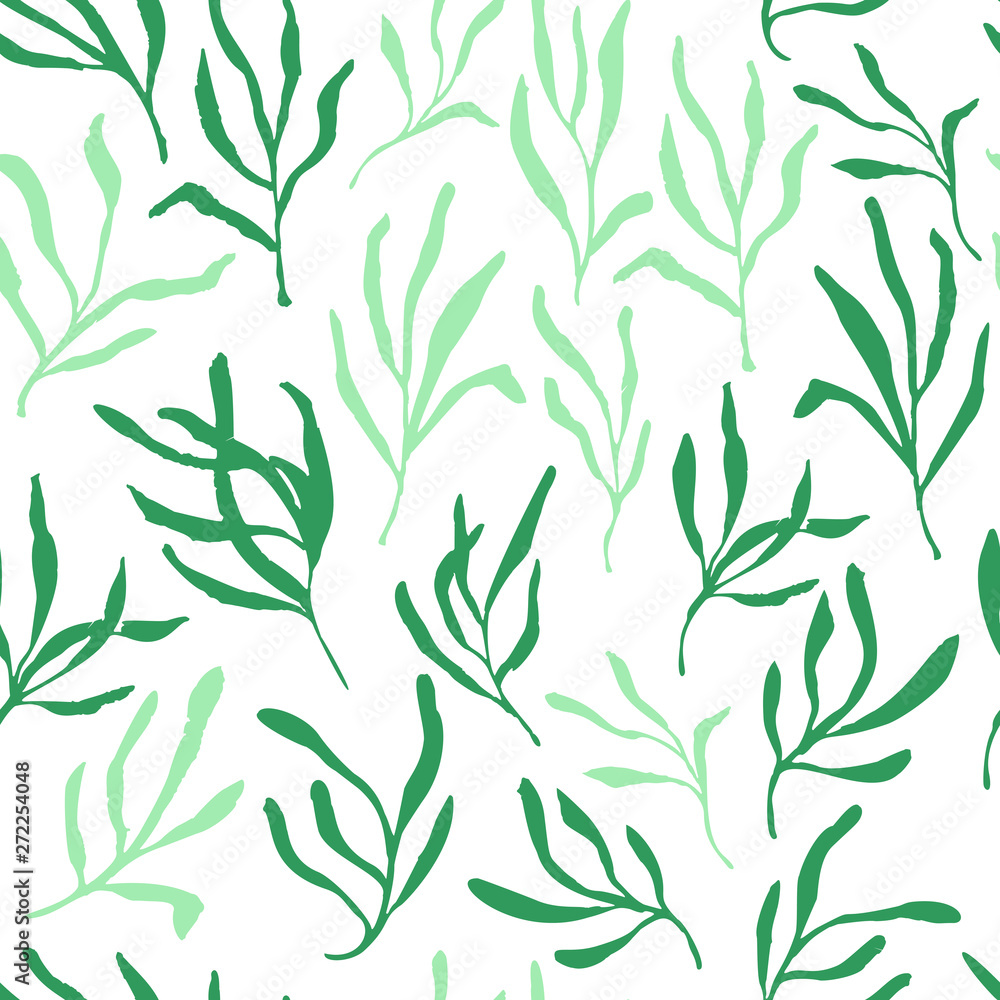Naklejka premium Estragon or tarragon seamless pattern therapeutic green leaf branch. Isolated rosemary vector illustration.