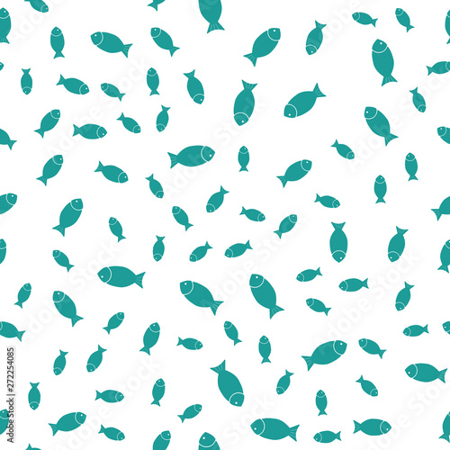 Cute Fish Seamless Background. Vector Illustration.