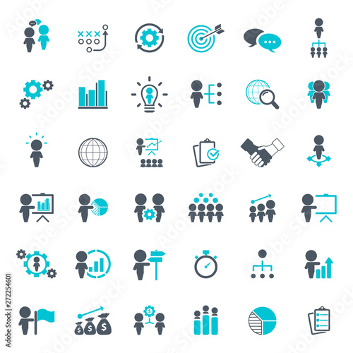 Universal business management and human resources icon set. Universal icons for web and mobile. Vector.