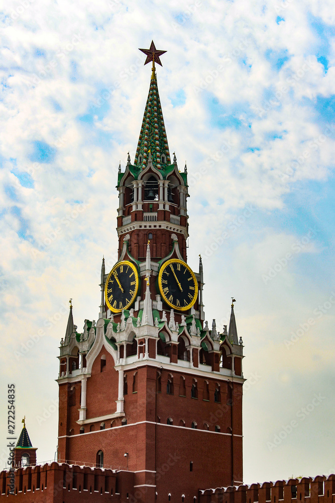 Spasskaya Tower - Moscow Kremlin travel tower overlooking the Red Square.