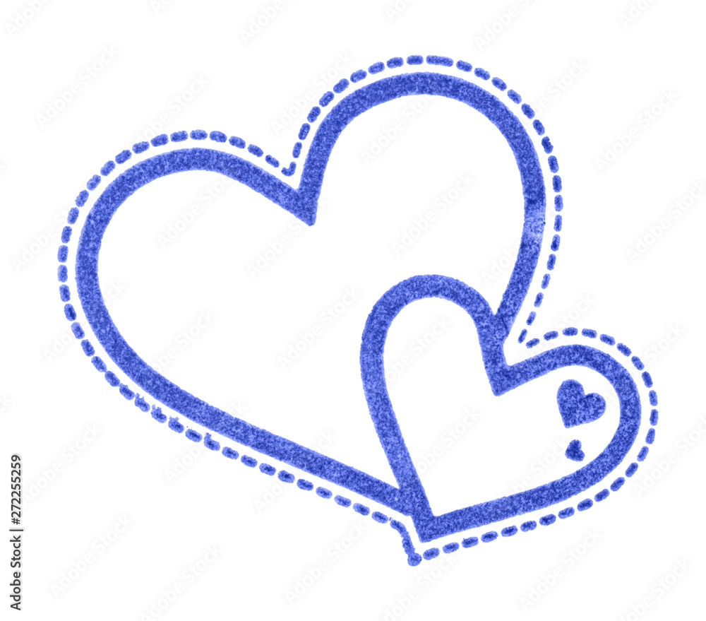 Heart rubber stamp imprint, isolated on white background. Blue hand-stamp  imprint of heart. Heart icon toy rubberstamp imprint. Braw heart shape  impress on paper. Endearing hearts imprinted on paper Stock Illustration