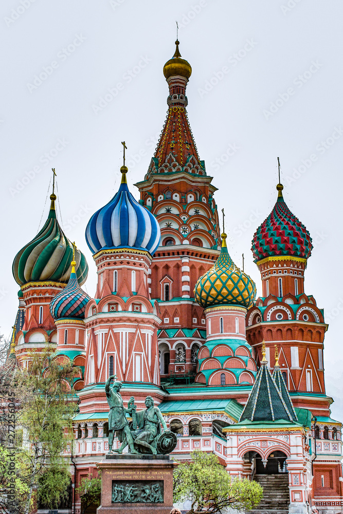 St. Basil's Cathedral on Red Square in Moscow at noon