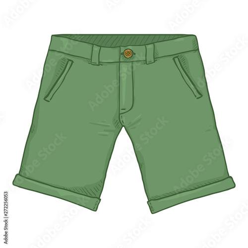 Vector Cartoon Illustration - Green Casual Shorts