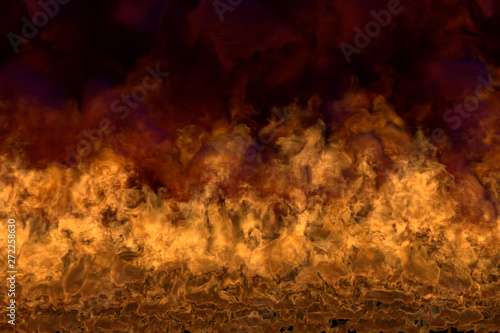 glowing lava on black background, flaming frame with dense smoke - fire from the corners - fire 3D illustration