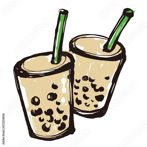 墨絵 タピオカミルクティ