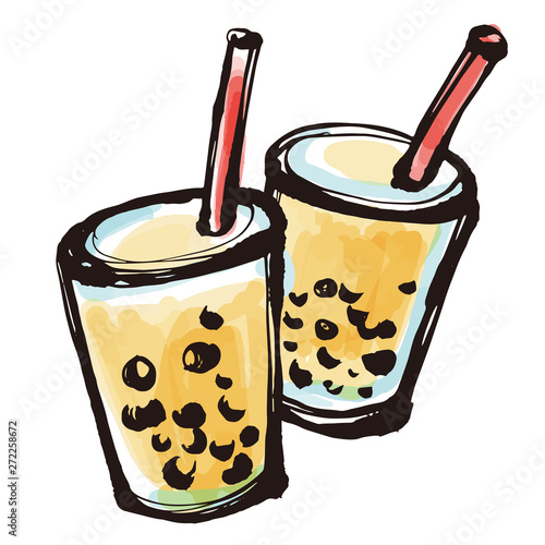 墨絵 タピオカミルクティ