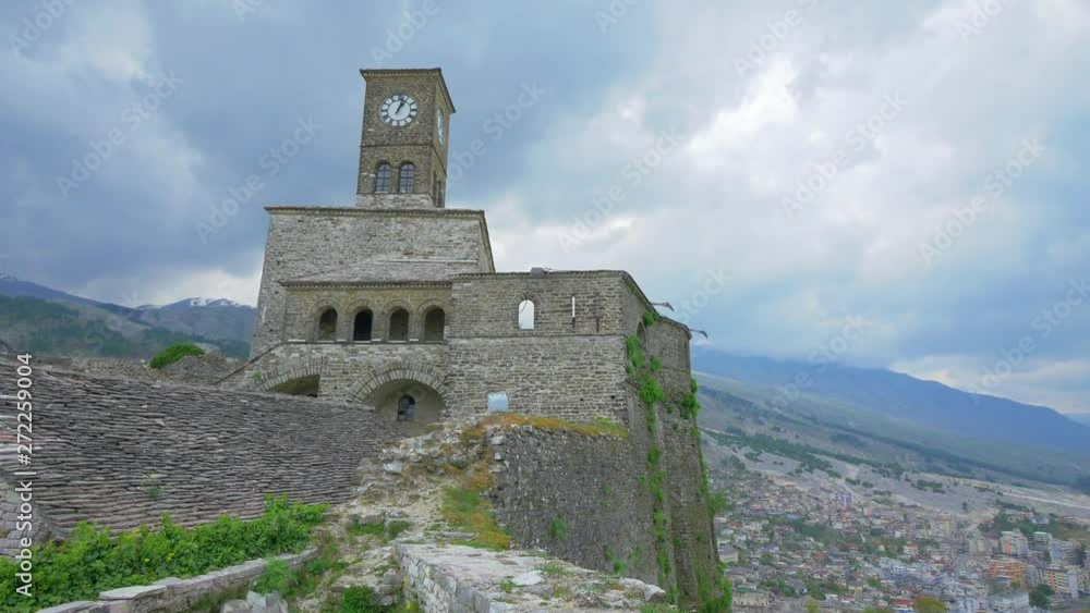 Clock Tower at the Castle of Gjirokaster, Albania. Steadicam shot Clock Tower at the Castle of Gjirokaster, Albania. Steadicam shot