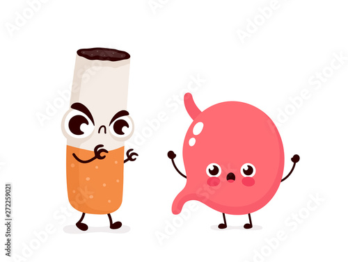Angry scary cigarette kill stomach character