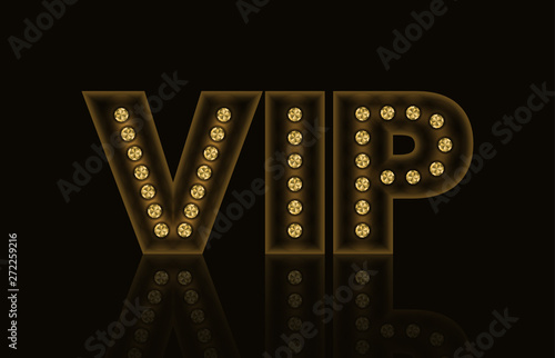 Golden neon shining VIP symbol