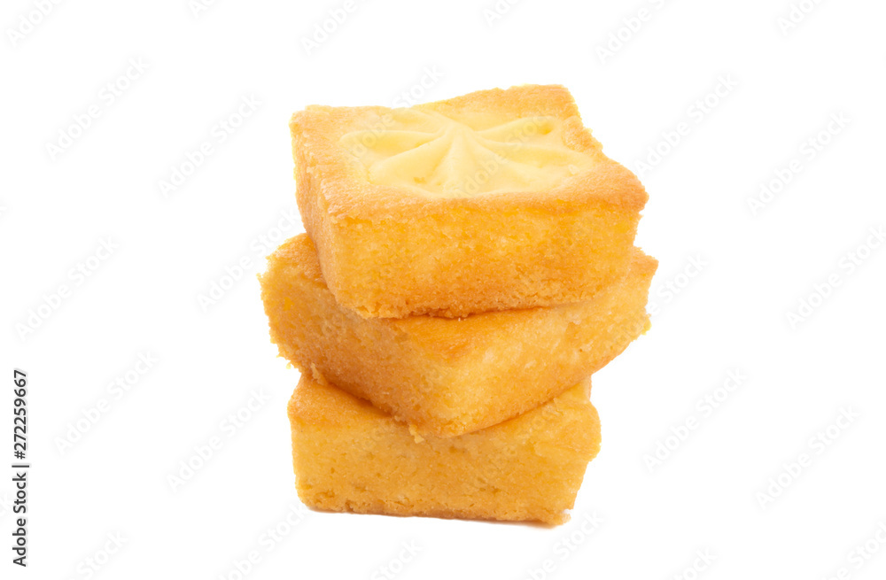 sponge cake with vanilla cream isolated sponge cake with vanilla cream isolated
