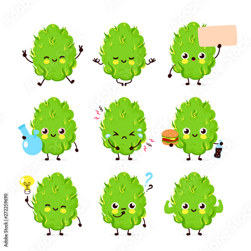 Cute funny smiling happy marijuana weed bud