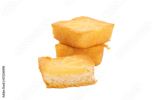 sponge cake with vanilla cream isolated