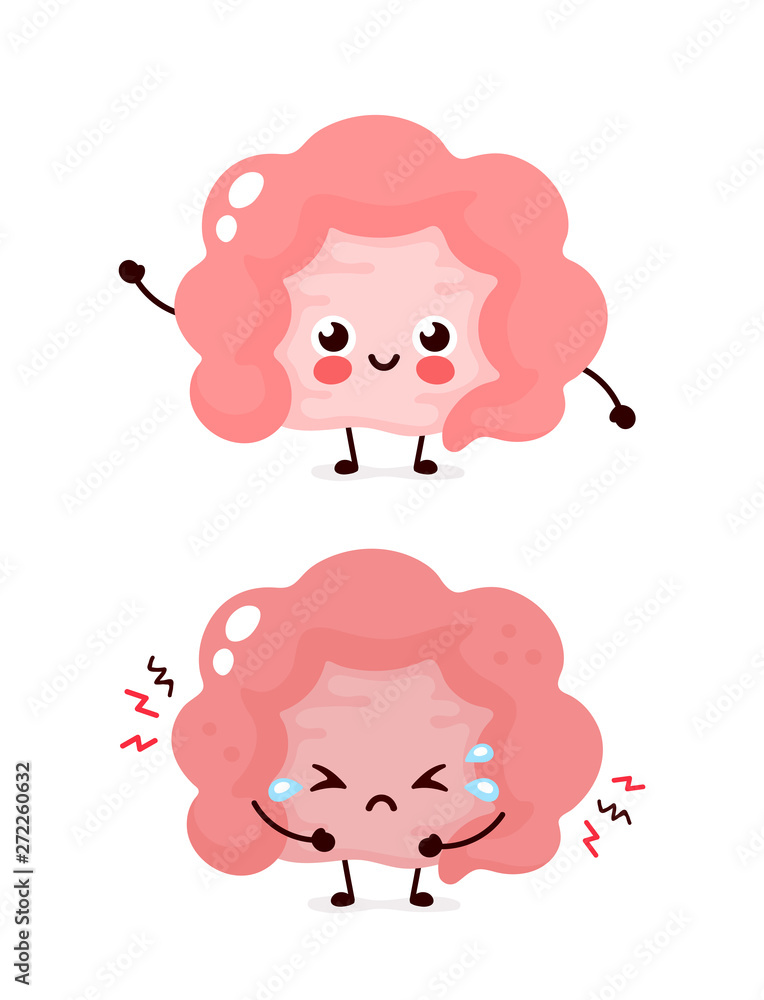 Obraz premium Cute sad unhealthy sick Intestine