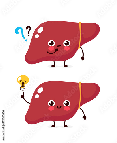 Cute liver with question mark and lightbulb