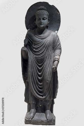 Archaeological sculpture Standing Buddha. Circa second century of the Common Era, Loriyan Tangal