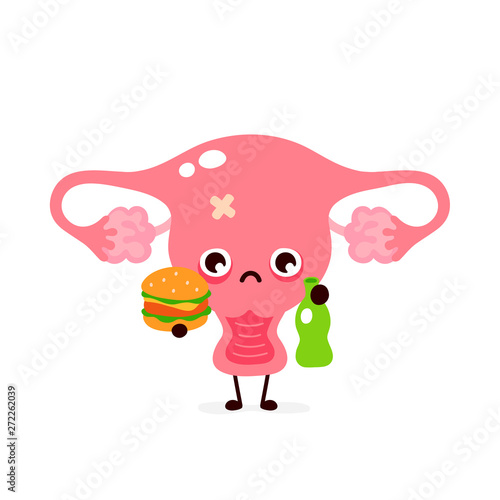 Sad suffering sick cute uterus character